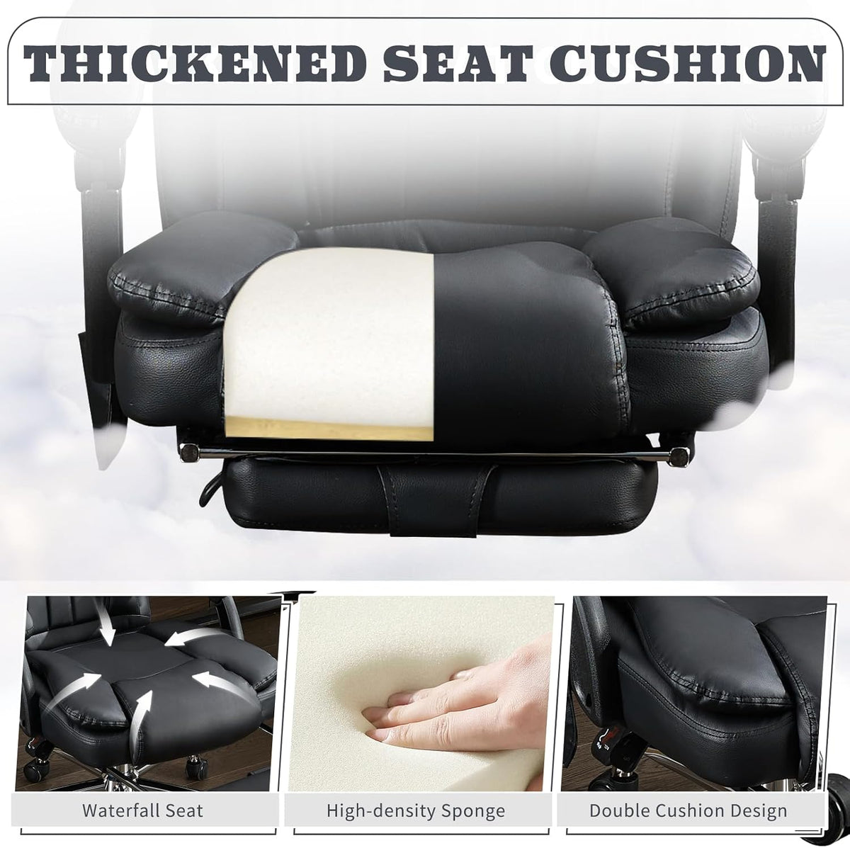 Big and Tall Massage Office Chair 500lbs, Heated Reclining Desk Chair