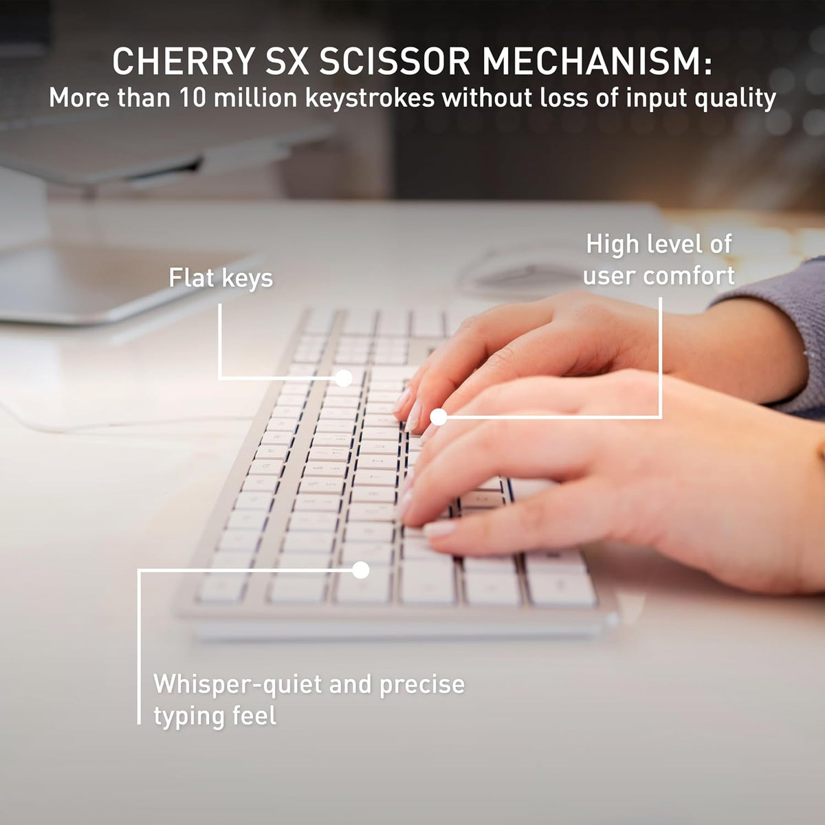 Cherry KC 6000 Slim Keyboard - USB Interface - English (US) - SX Keyswitch (White)