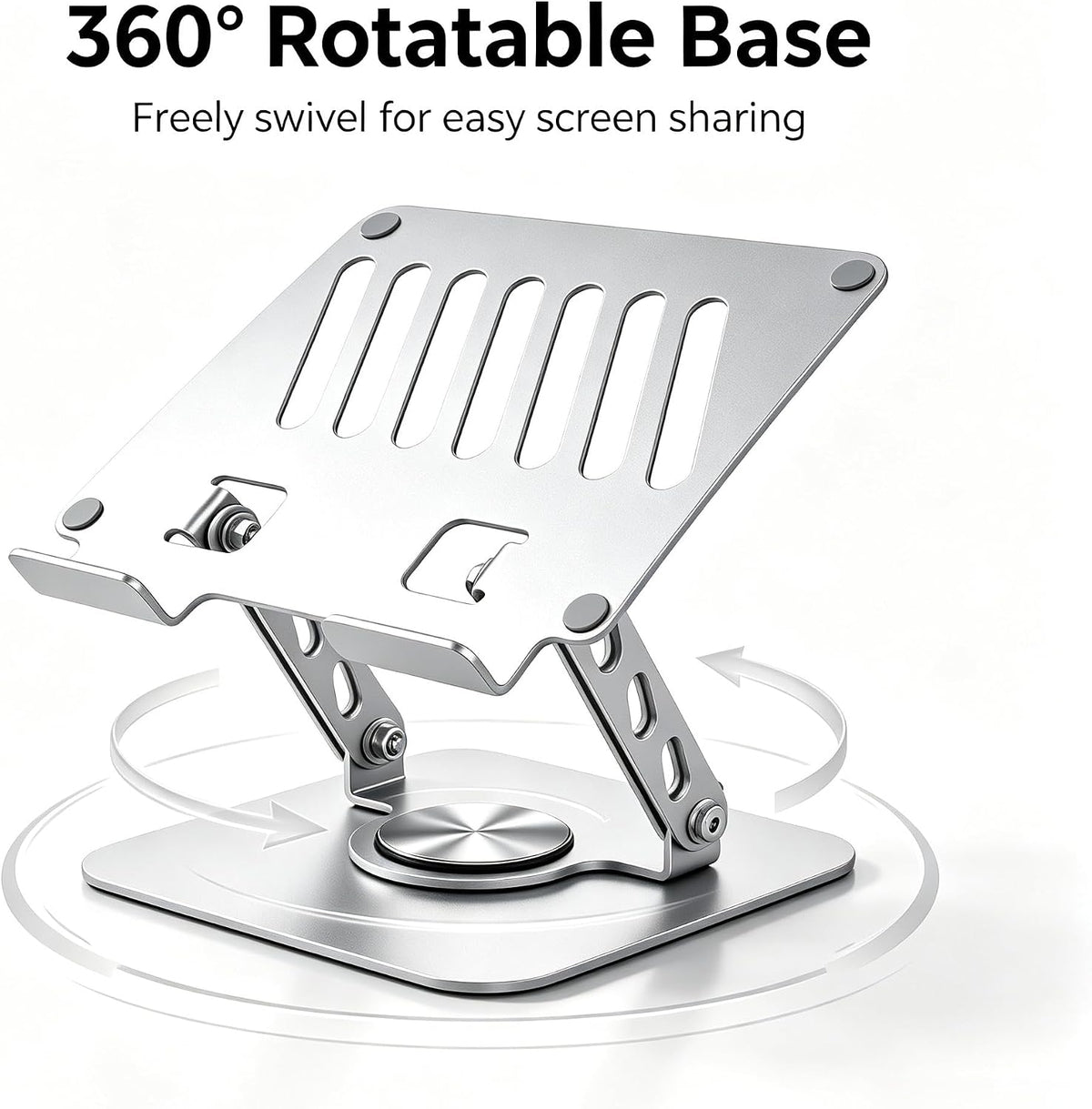 Laptop Stand with 360° Rotating Heavy Base, Foldable Adjustable