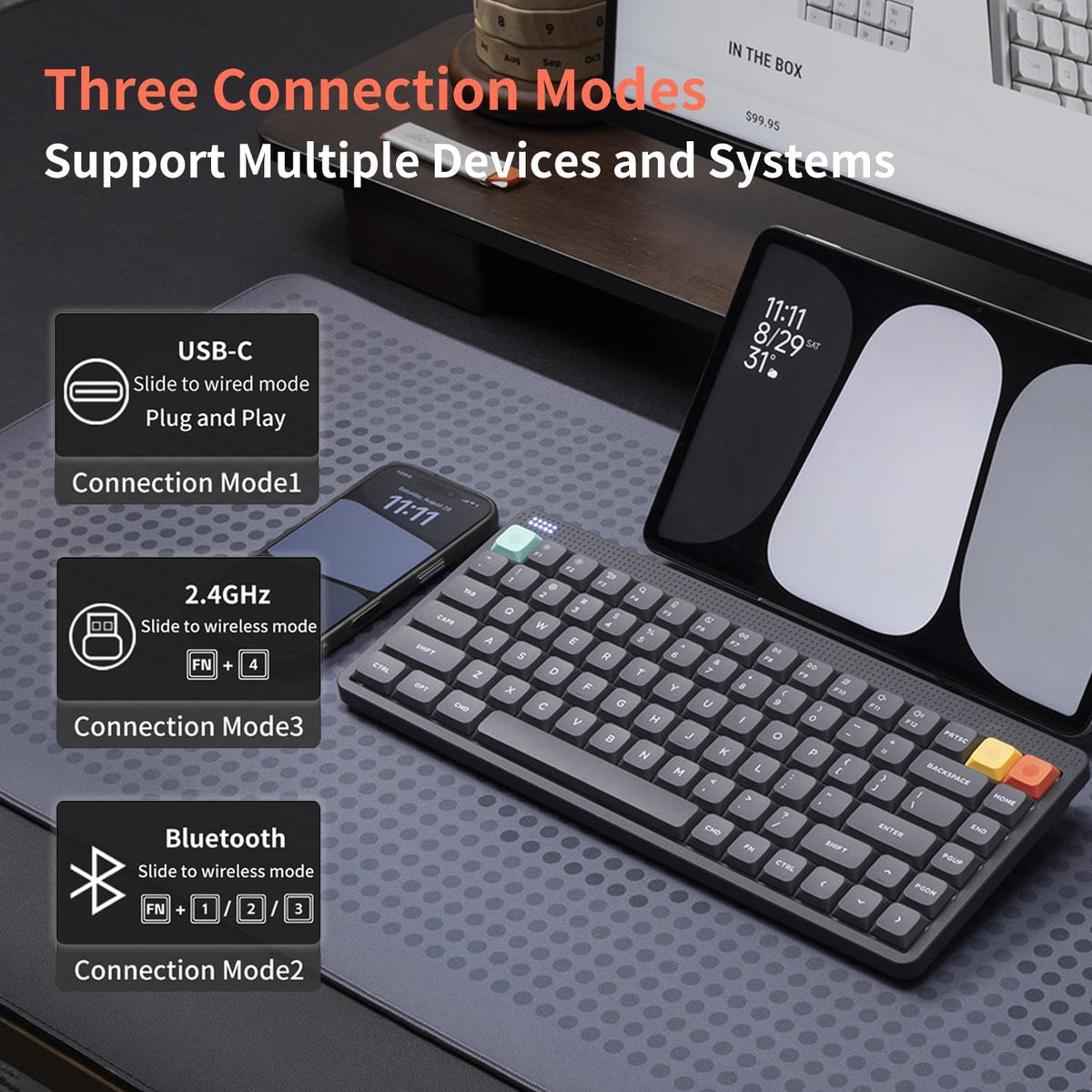 nuphy Node75 Hot-swap Wireless Mechanical Keyboard Gray-Brown Nano Switch