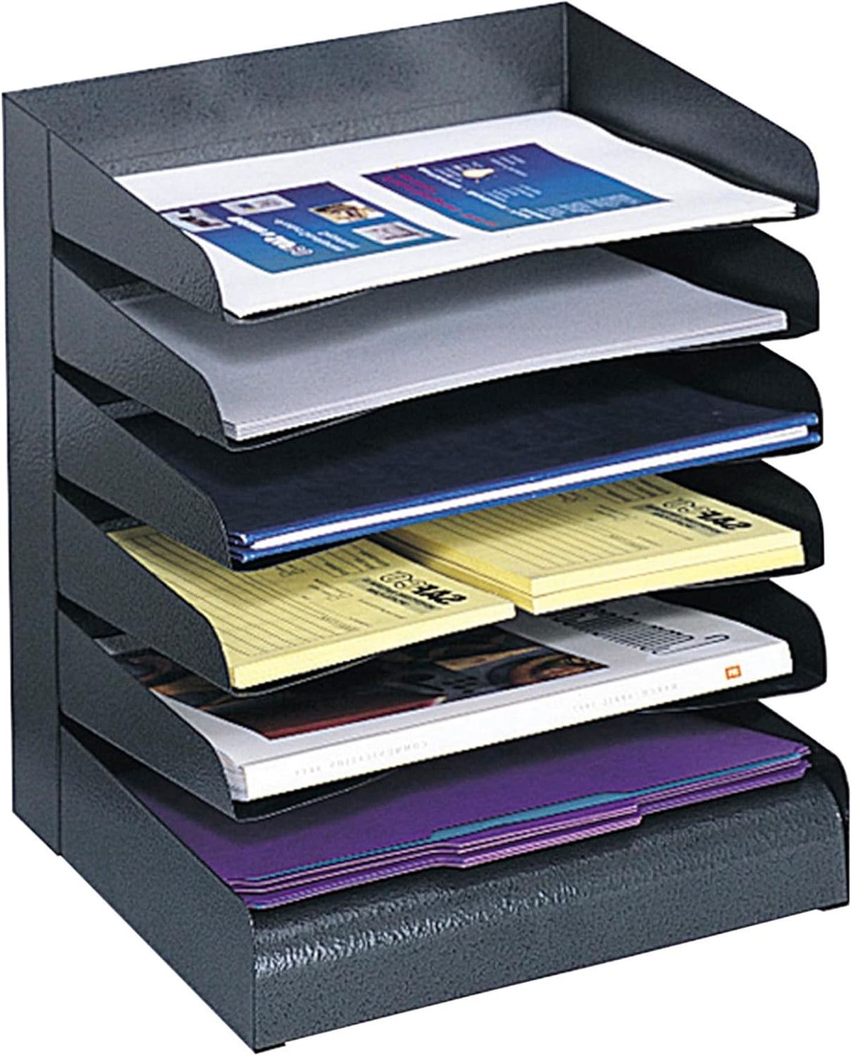Safco Desk Organizer, 6 Shelves, Office and Classroom Mailbox, Mail Sorter, Commercial Grade Steel, Black