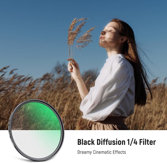 NEEWER 62mm Black Diffusion 1/4 Filter Dreamy Soft Cinematic Effect Filter