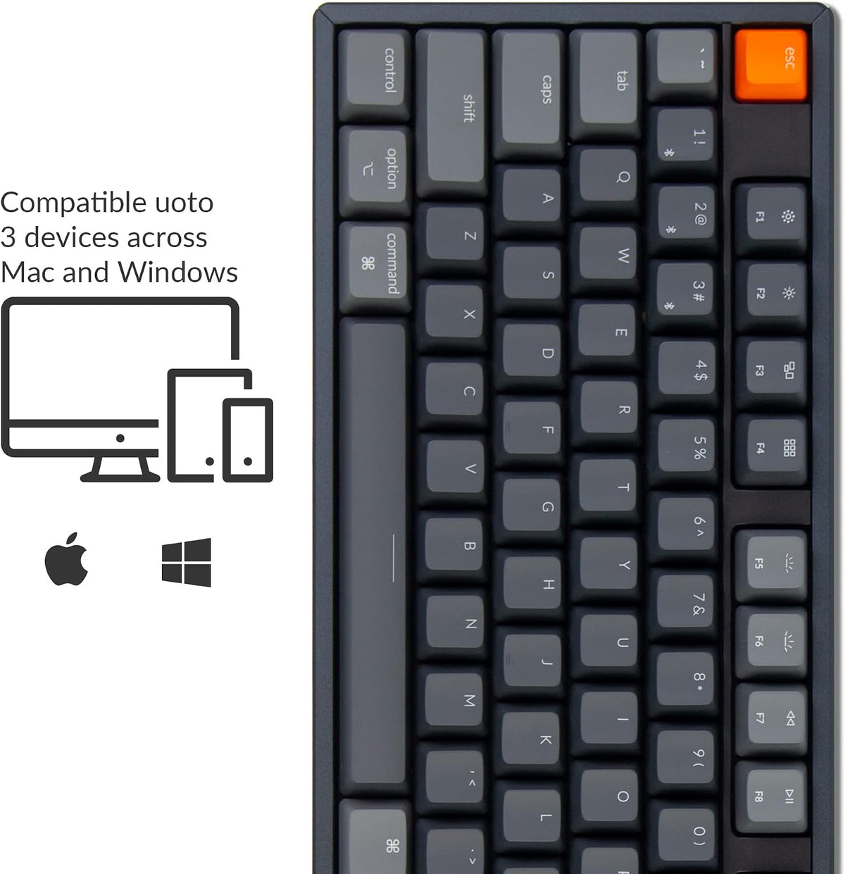 Keychron K10 Full Size 104 Keys Bluetooth Wireless/USB Wired Mechanical Gaming Keyboard for Mac with Keychron Super Red Switch/RGB Backlight/Multitasking Computer Keyboard for Windows, Aluminum Frame