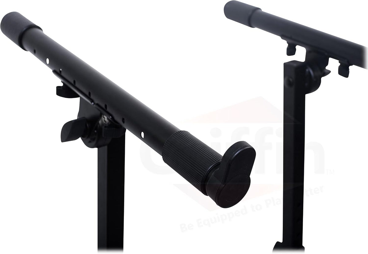 Griffin Double Piano Keyboard Stand & Laptop Mount (QuickFOLD Series) – 2 Tier/Dual Portable Studio Mixer Rack for Turntables, DJ Coffins, Digital Audio Gear & Music Equipment – Folding Multi Stage