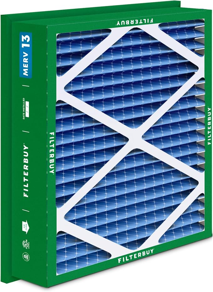 Filterbuy 24x24x5 Air Filter MERV 13 Optimal Smoke & Allergy Defense,