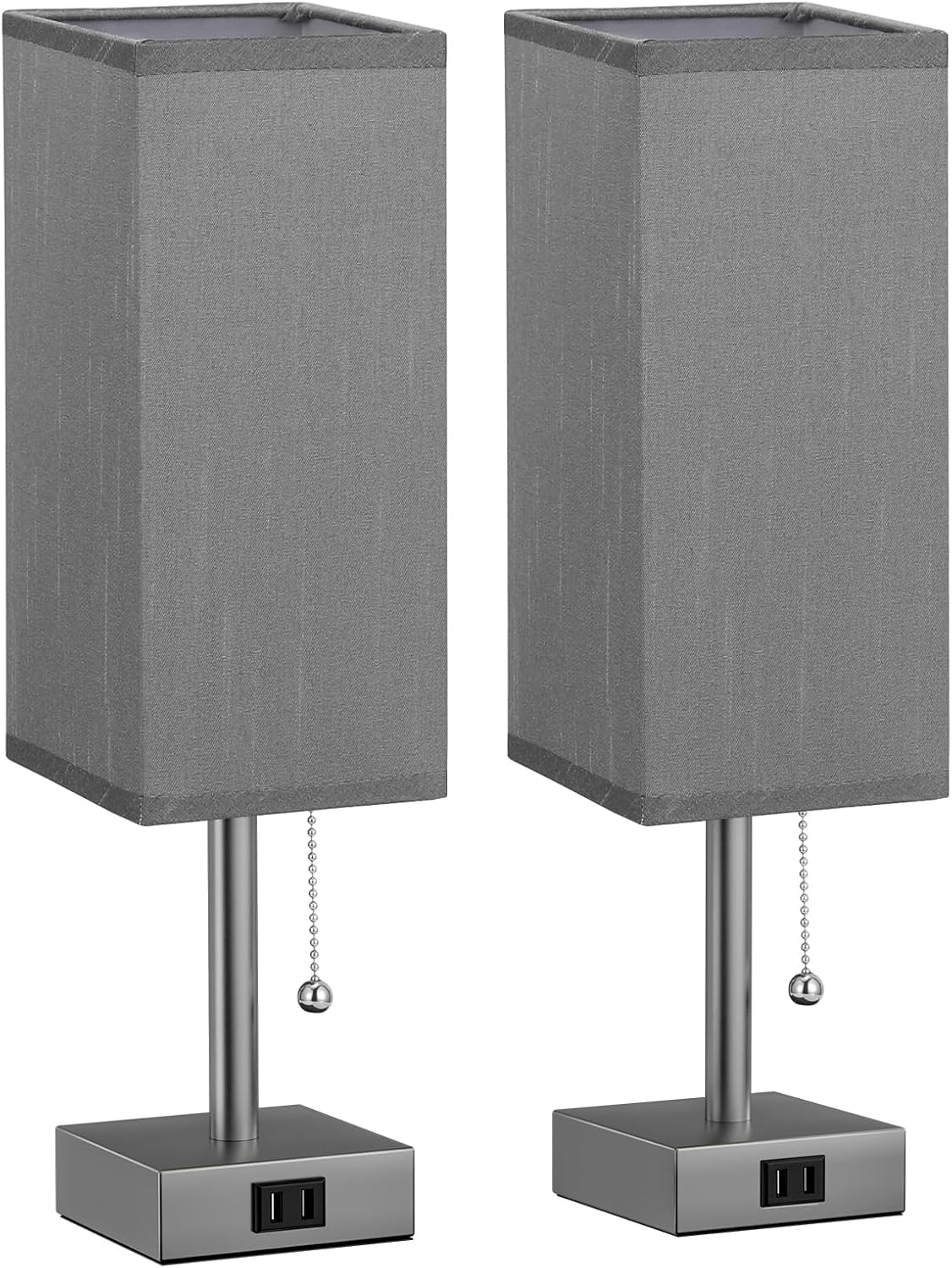 Fenmzee Bedside Lamp for Bedroom Set of 2 - Grey Table Lamp for Nightstand