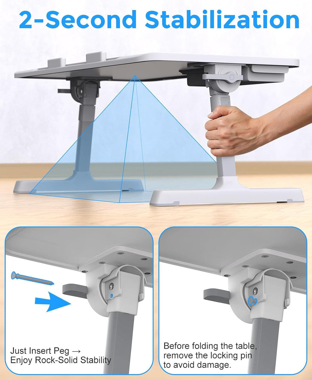 HETTHI Bed Laptop Table Adjustable Foldable Laptop Stand 22.04×12in Marble