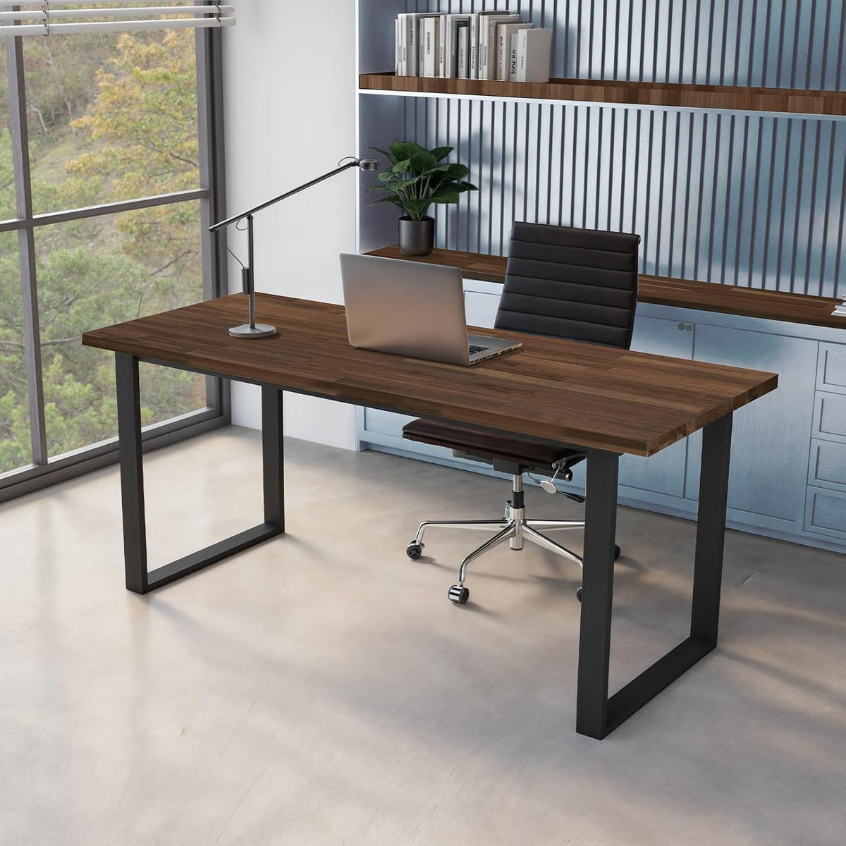 Howizz 55 x 28 in. Solid Wood Table Top, Dark Walnut Stained Acacia Desktop for Standing Desk/Office Tabletop/Countertop, 1in. Thick