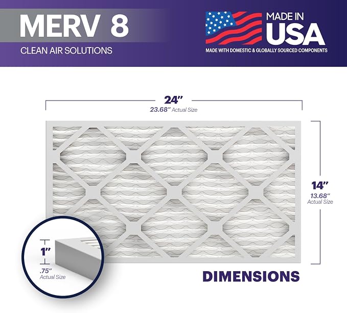 BNX TruFilter 14x24x1 Air Filter MERV 8