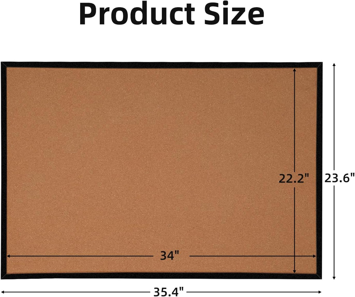 TooCust 24x36 Large Cork Board for Walls with Black Solid Wood Frame, Premium Double Sided Bulletin Board for Office & Home, Decorative Hanging Pin Notice Board, 1 Pack