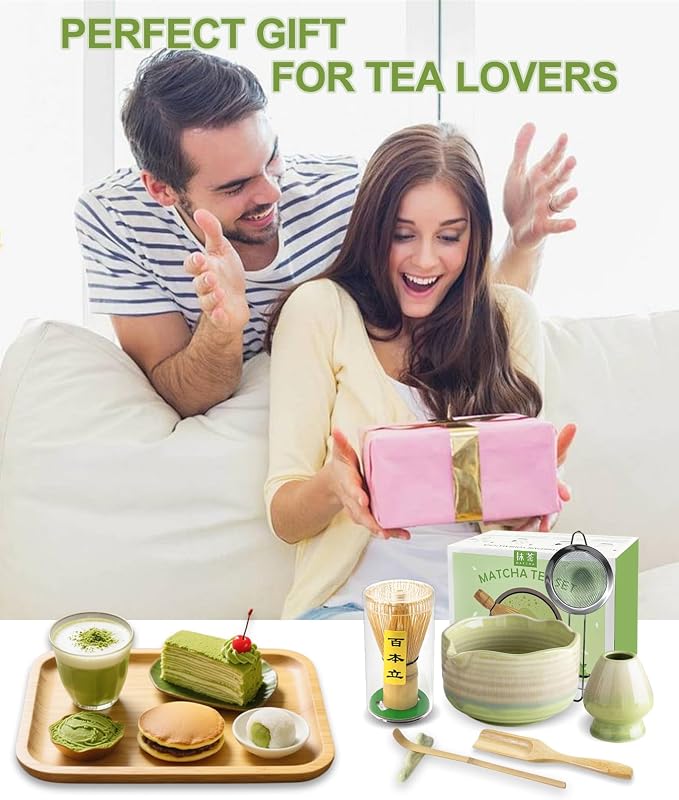 JBER Matcha Set, Bamboo Whisk, Powder Sifter