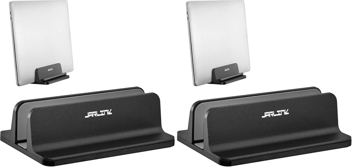 JARLINK Vertical Laptop Stand, Adjustable Aluminum Desktop Holder, Black (Pack of 2)