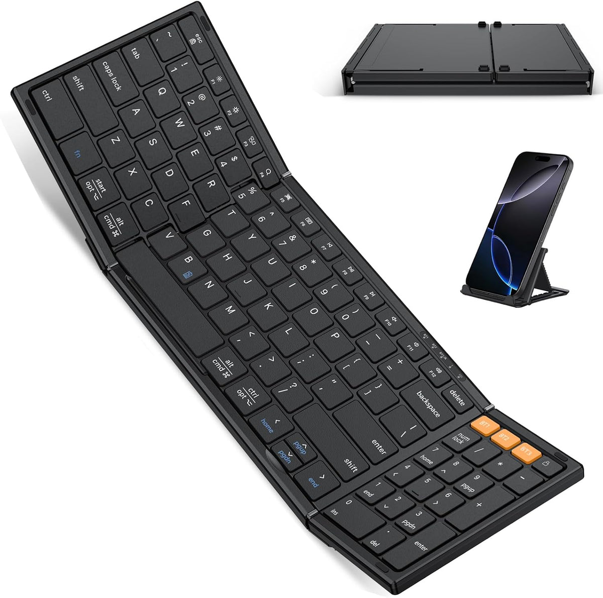 OMOTON Foldable Keyboard for Travel, Full Size with Number Pad, Black