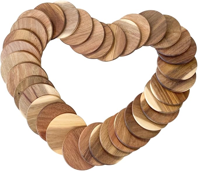 36 Pack Acacia Wood Drink Coasters, 3.68 Inch Round Wooden Acacia Wood Cup