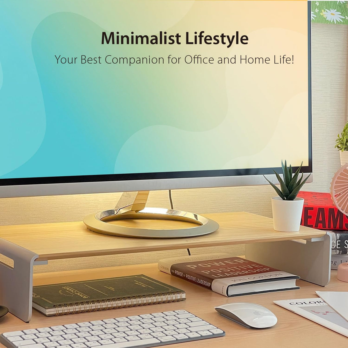 j5create Premium Monitor Stand, Made with Elegant Wood and Sleek Aluminum
