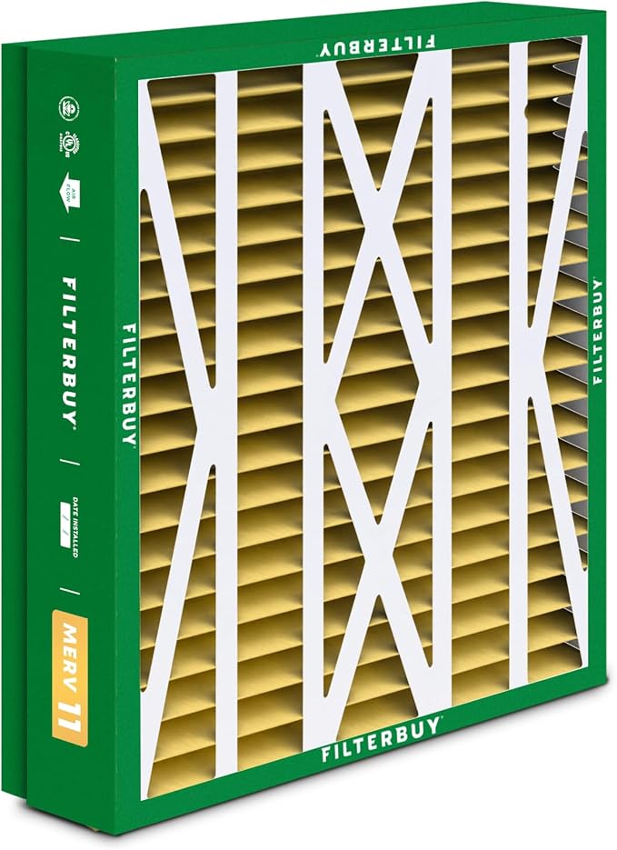 Filterbuy 21x21.5x5 Air Filter MERV 11 Superior Pet & Allergy Defense, Pleated