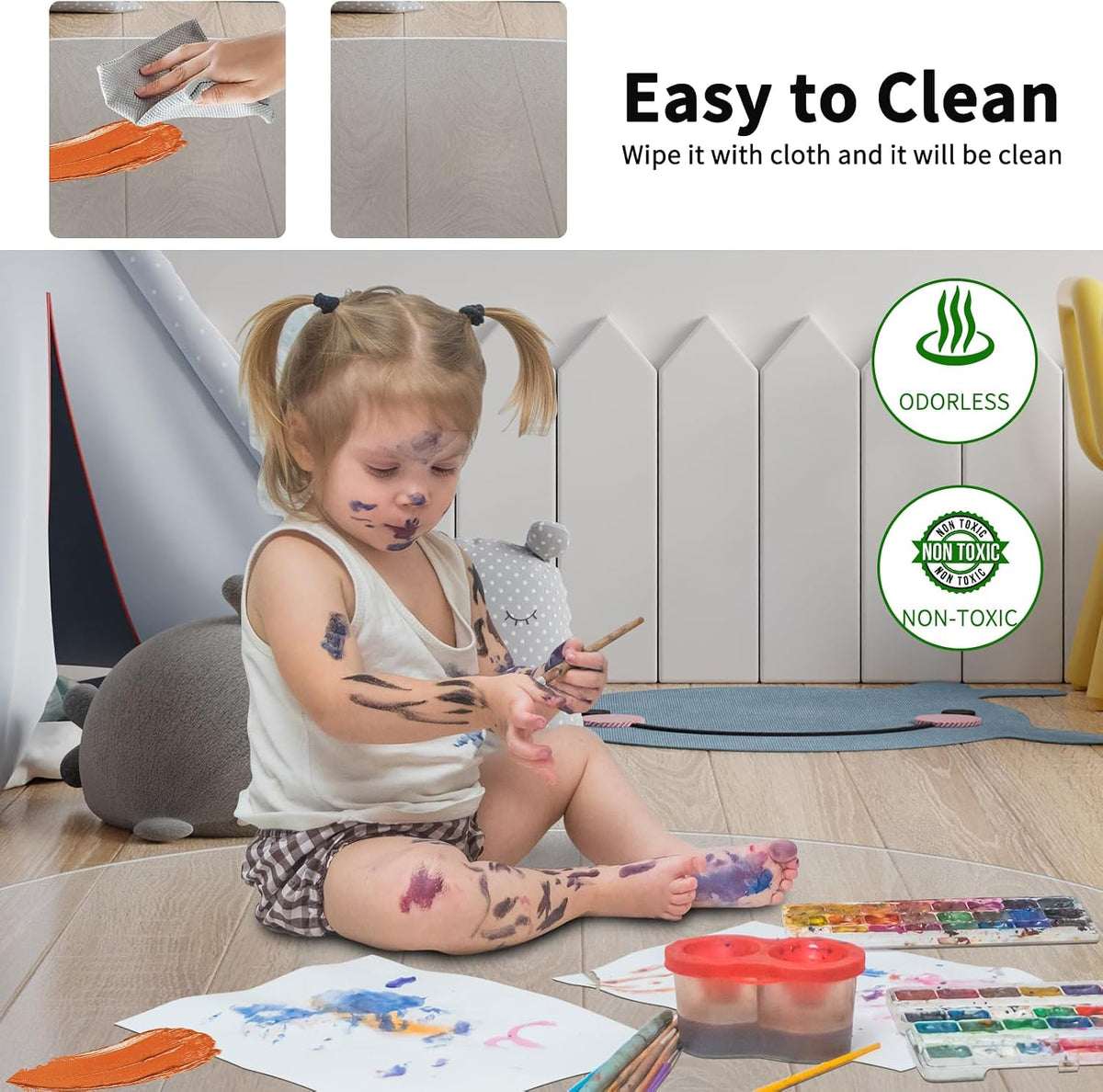 WASJOYE Office Chair Mat for Hard Floor, 48 Inch Clear PVC Round Floor Mat