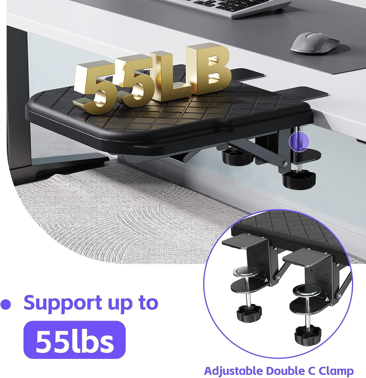 CABTE Arm Rest for Desk, 90°Foldable Computer Wrist Rest Shelf