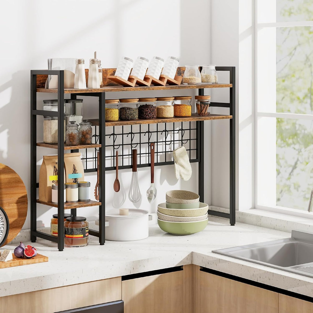 COSTWAY Desktop Bookshelf for Monitors up to 32", Countertop Organizer