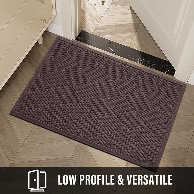 HIYARD Sturdy Front Door Mat, Absorbent Muddy Dirt Resist Welcome Door Mats
