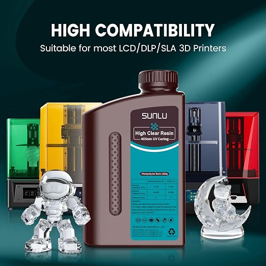 SUNLU High Clear 3D Printer Resin, High Transparency 3D Printing Resin