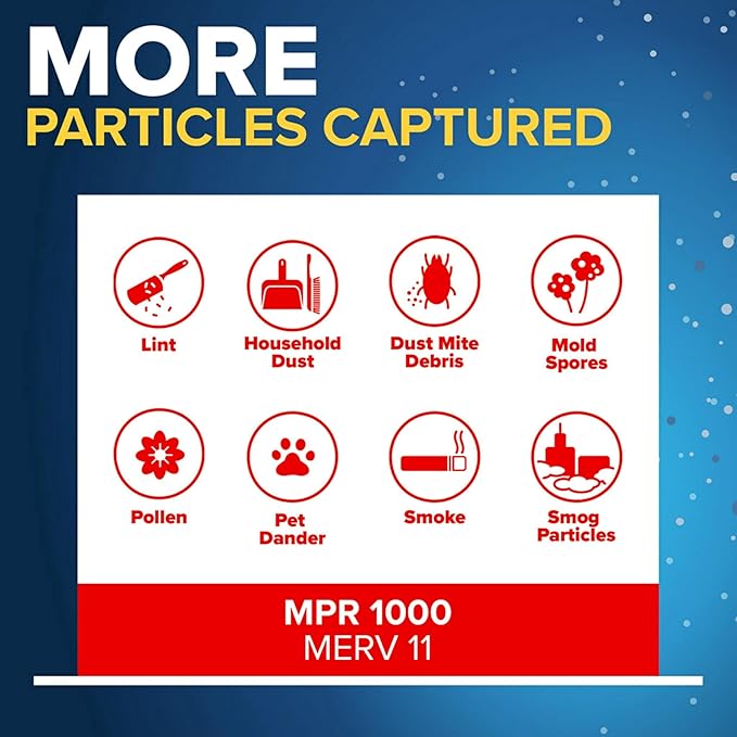 Filtrete 20x20x4 AC Furnace Air Filter, MPR 1000, MERV 11, Fits Honeywell