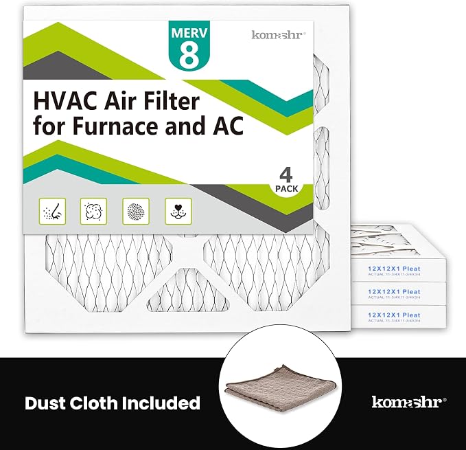 12x12x1 Air Filter MERV 8, HVAC/Furnace AC Filter Replacement, Dust