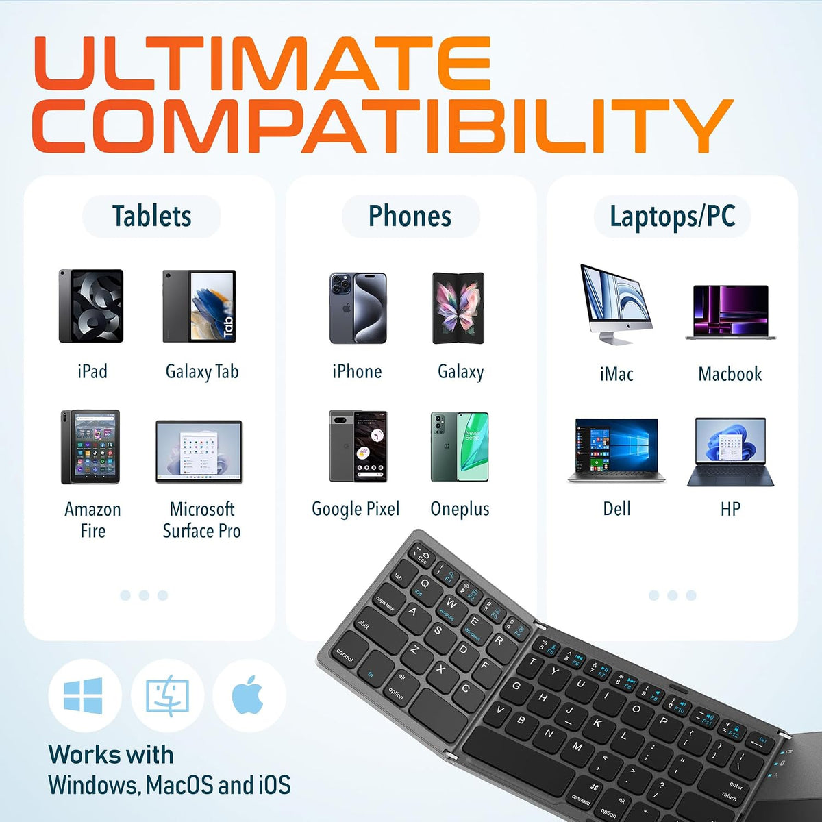 Delton F75 Folding Bluetooth Wireless Keyboard Sensitive Touchpad