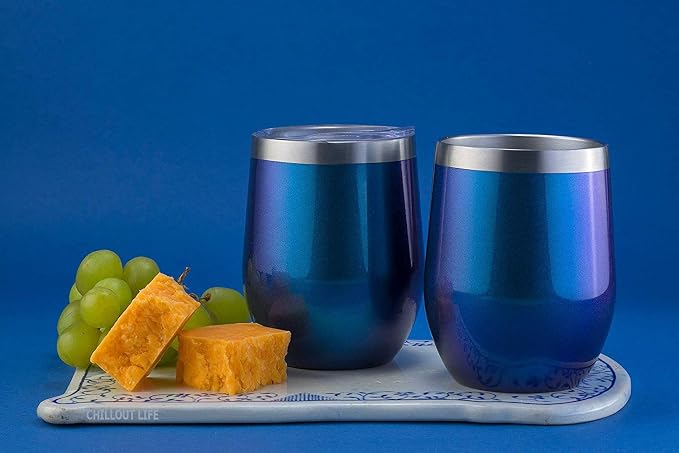 CHILLOUT LIFE 12 oz Stainless Steel Wine Tumblers 2 Pack