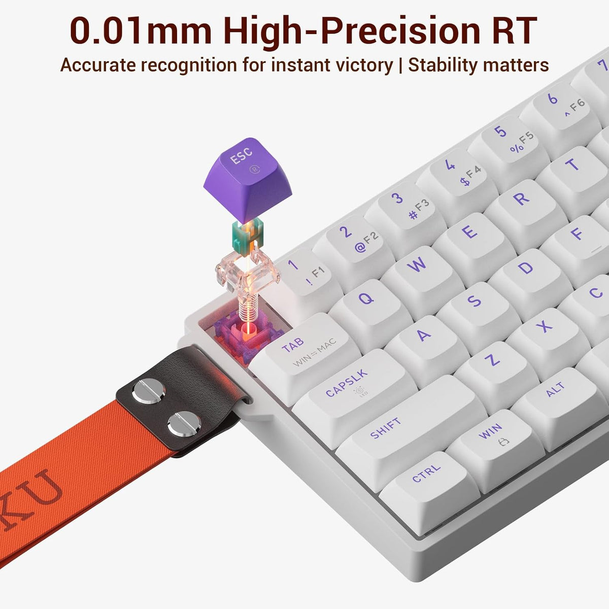Hexgears HK-K22 Gaming Keyboard with Hall Effect Magnetic Switch, Rapid Fast Magnetic Keyboard with Adjustable Trigger, 8000Hz Polling, RGB Backlit 65% Compact Keyboard Design for PC(White)