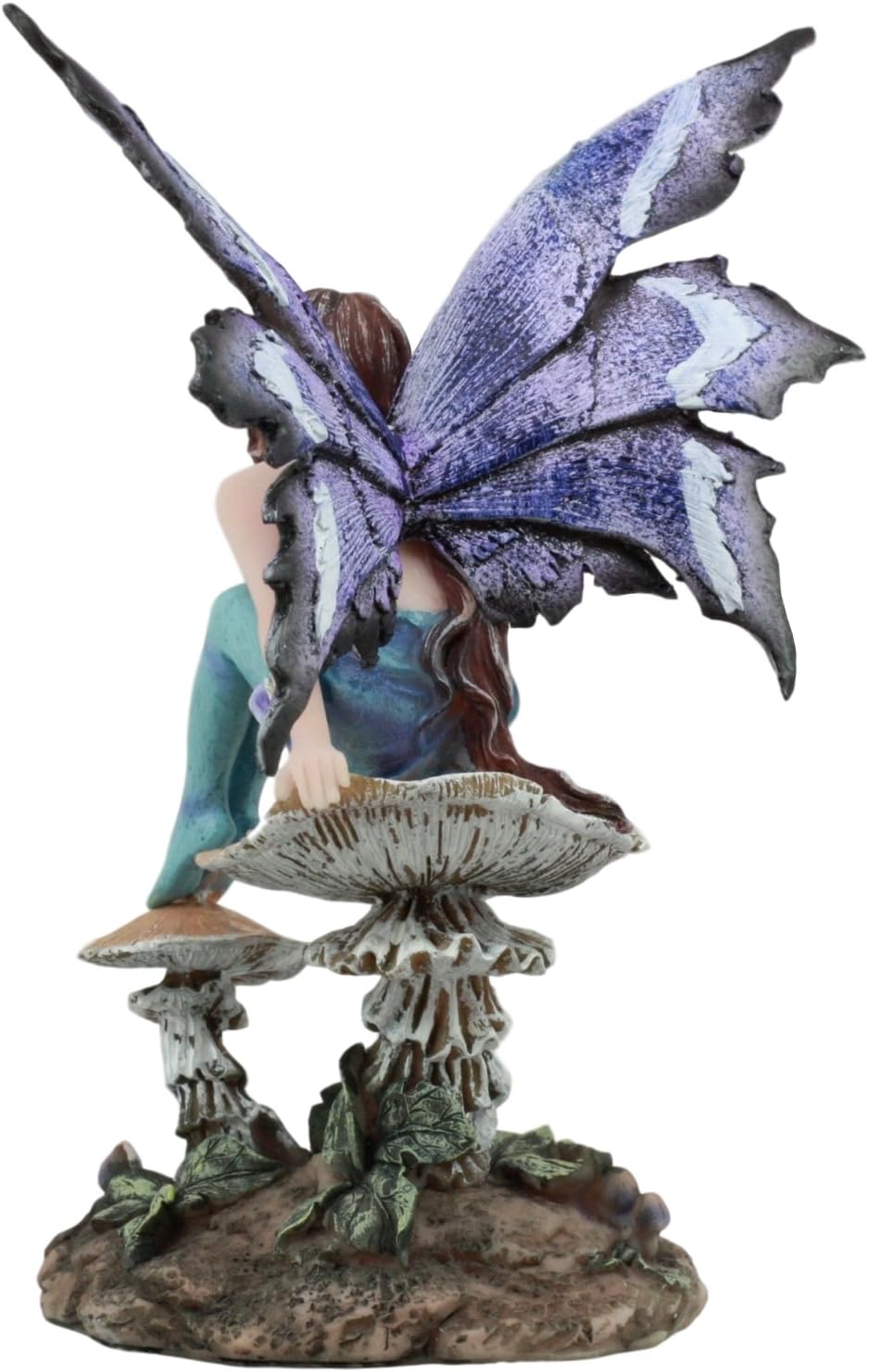 Ebros Amy Brown Forest Willow Nice Fairy Sitting On Wild Giant Mushroom Stool Statue 6" Tall Fantasy Mythical Faery Magic Watercolor Collectible Figurine