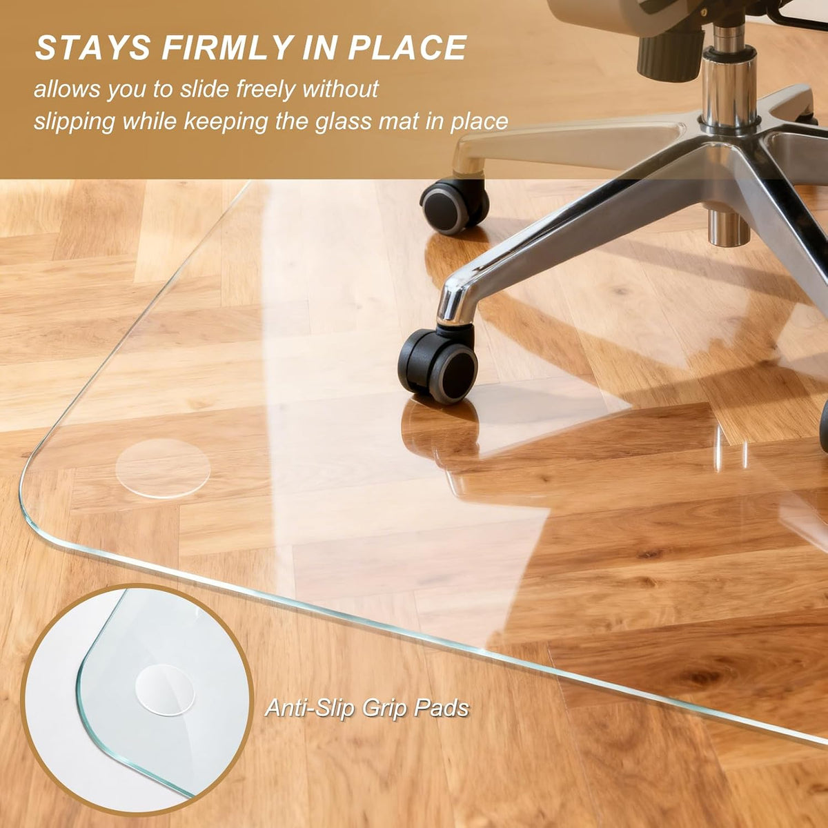 Vicwe Glass Chair Mat for Carpet, 36"x48" Tempered Glass Office Chair Mat