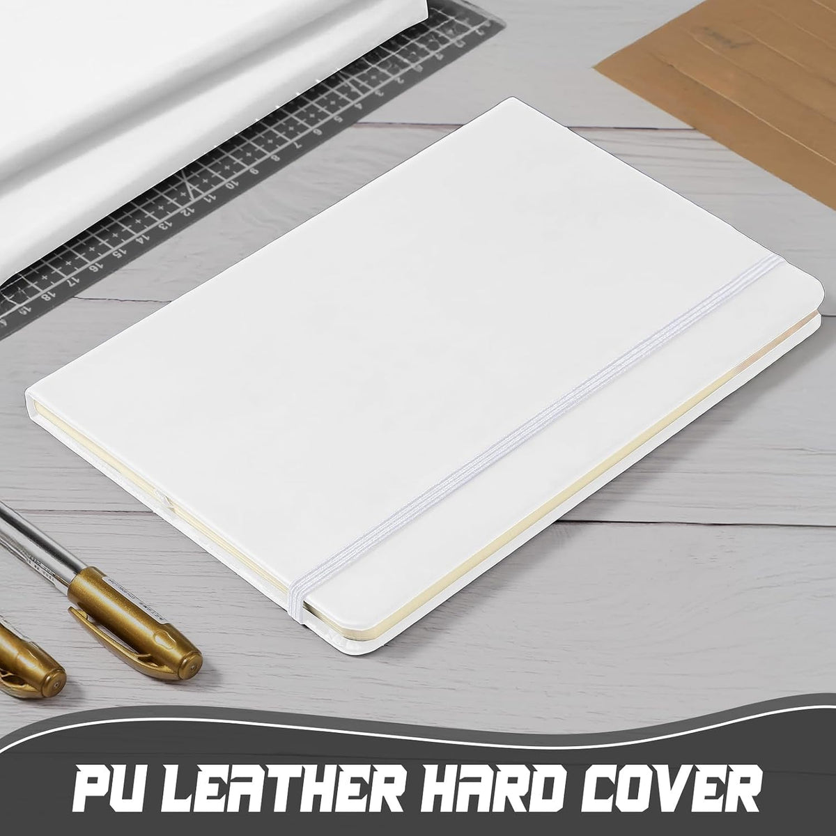 Honoson 40 Pack A5 Lined Journal Notebooks PU Leather, White