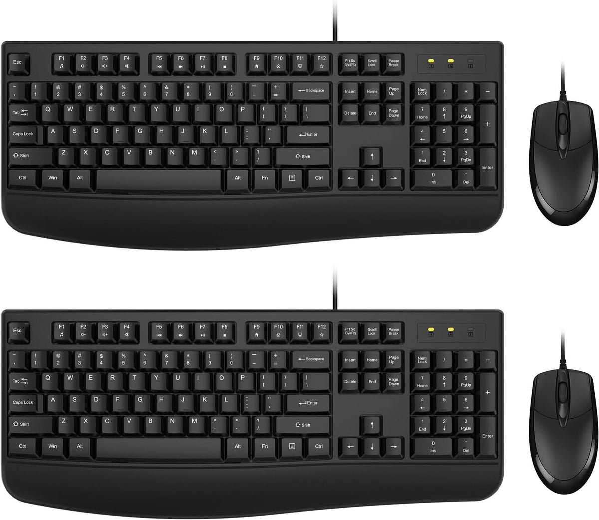 EDJO Wired Keyboard and Mouse Combo,Ergonomic with Palm Rest(2 Pack)