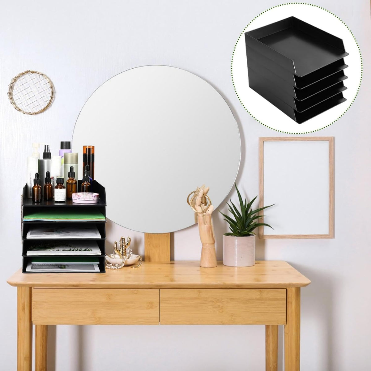 Wenqik 20 Pcs Stackable Paper Letter Trays Plastic Desk Organizer, Black
