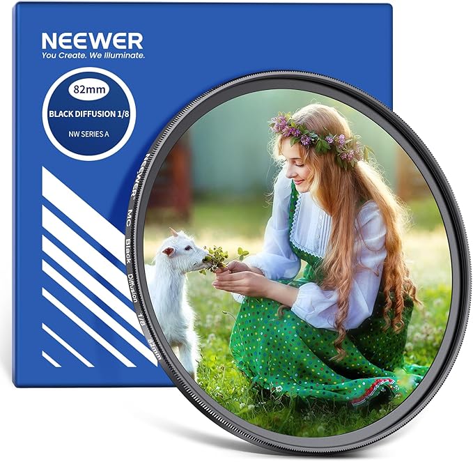 NEEWER 82mm Black Diffusion 1/8 Filter Soft Dreamy Cinematic Effect Filter