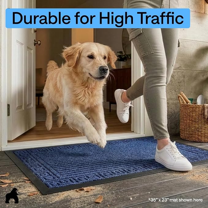 GORILLA GRIP 100% Waterproof All-Season WeatherMAX Doormat, US Designed Natural