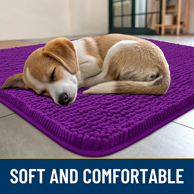 Smiry Dog Door Mat for Muddy Paws 40x32, Absorbent Dirt Trapper, Non-Slip