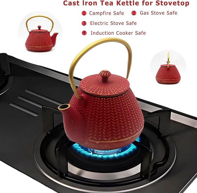 Small Cast Iron Tea Kettle for Stovetop Safe, Durable Teapot