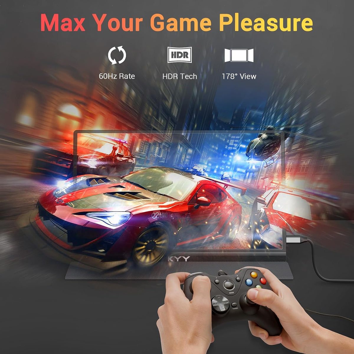 KYY Portable Monitor 15.6'' FHD 1080P USB C HDMI Gaming Monitor