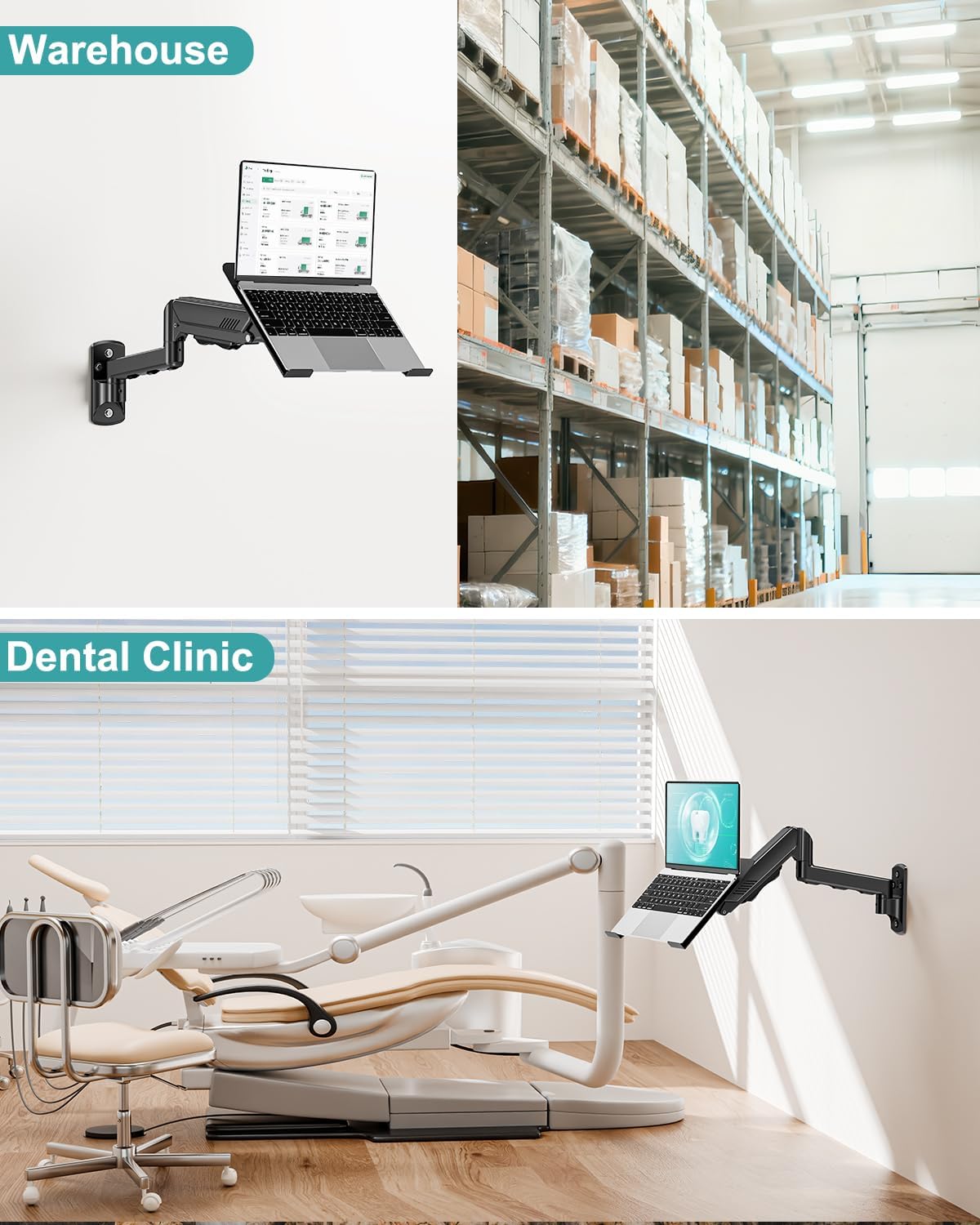 MOUNT PRO Laptop Wall Mount, 2-in-1 Monitor Wall Mount with Vented Tray for 11-17" Notebook/13-32 Computer Screen, Full Motion Adjustable Laptop Holder Stand, Laptop Arm Holds 4.4-19.8 lbs