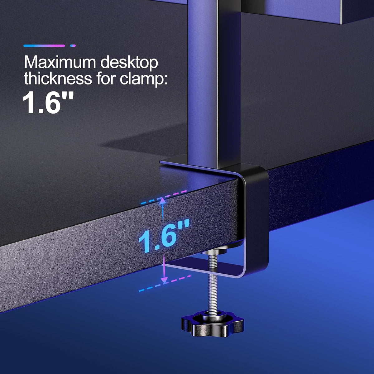 17 inch Adjustable 2-Tier Clamp On Desk Shelf with Hooks