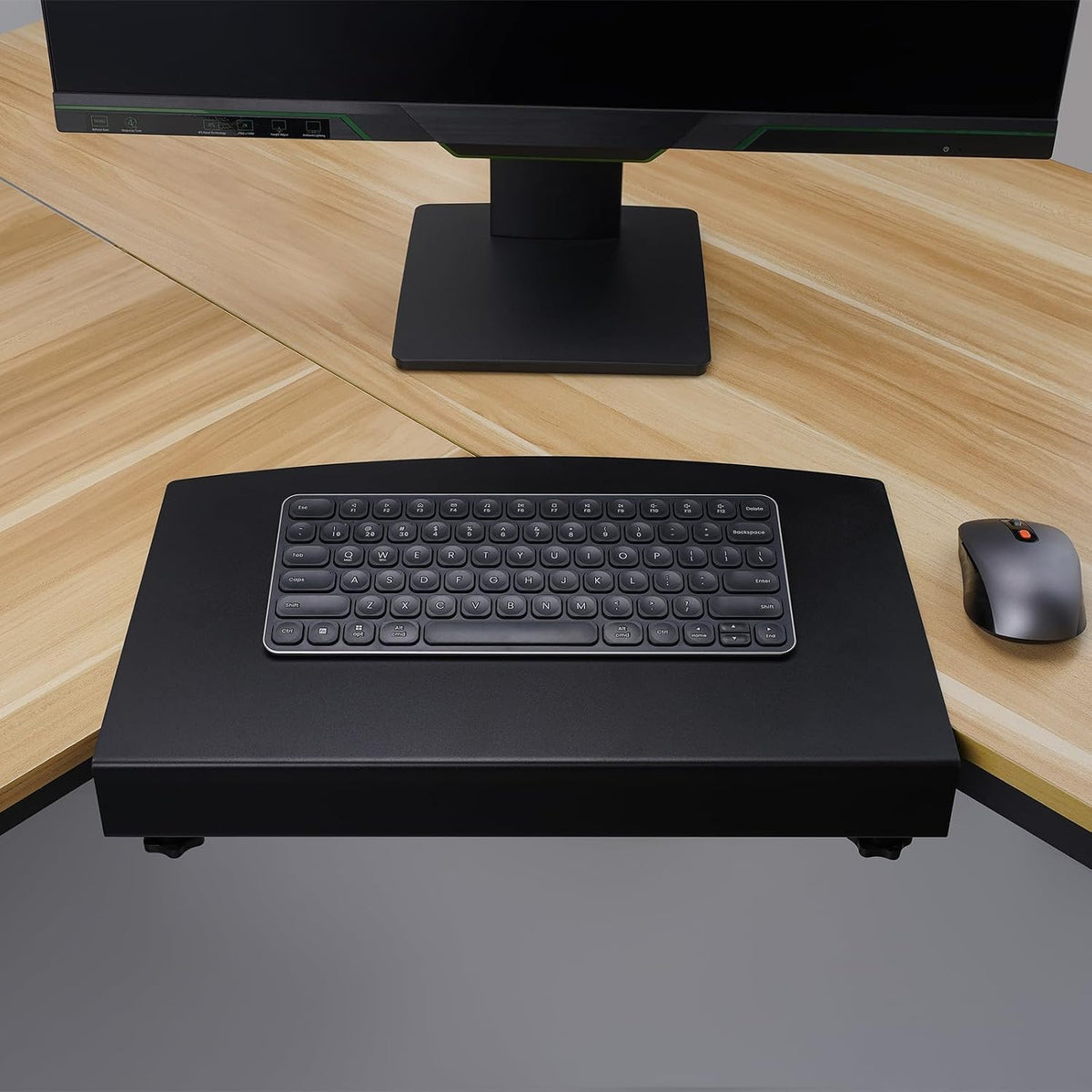 17 inch Corner Desk Connector Platform for Mounting on L-Shaped Desk Extender,Platform Extender Attachment (Black)