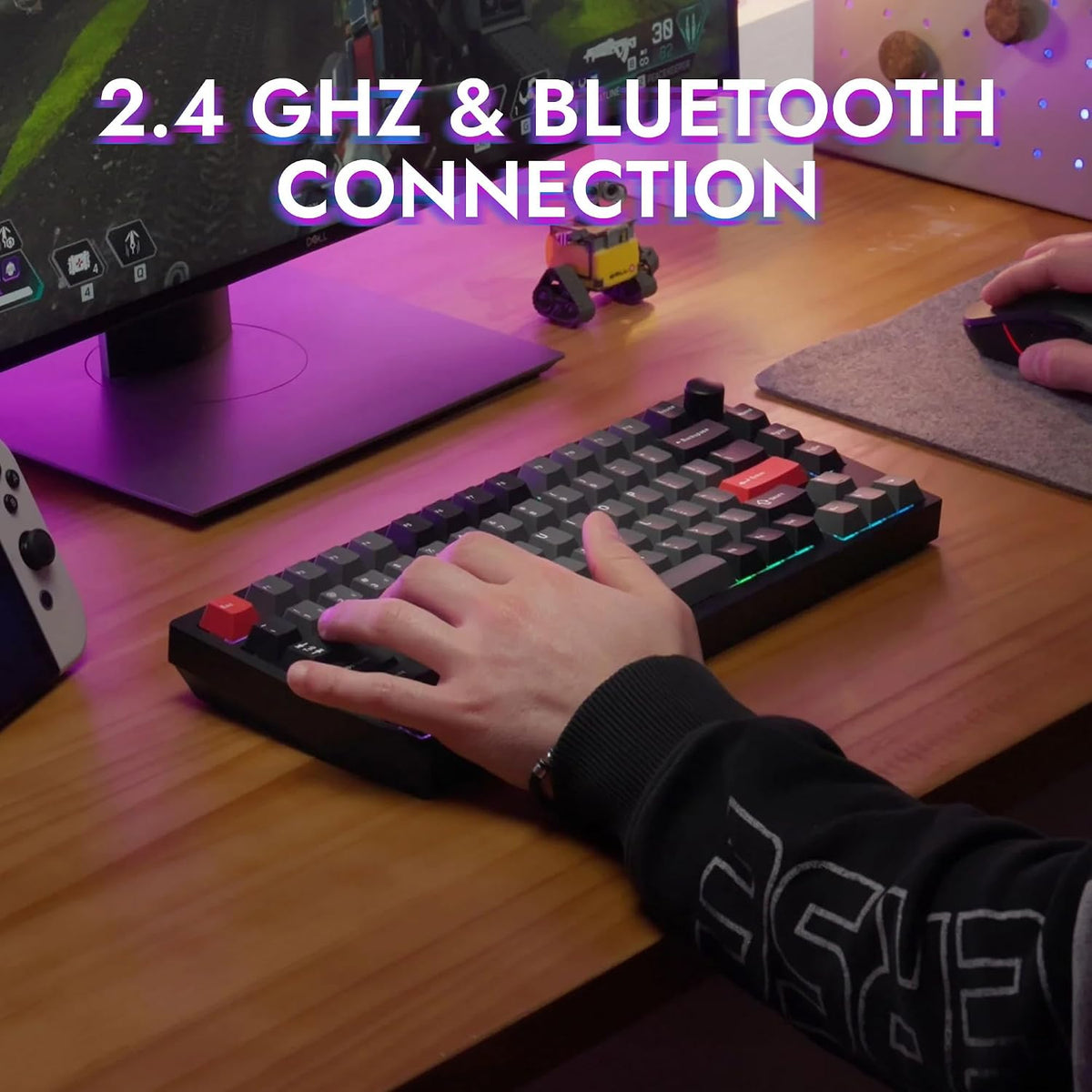 LEMOKEY P1 Pro Wireless Custom Mechanical Keyboard, Full Aluminum 2.4 GHz Bluetooth RGB Backlit 75% Layout with Hot-swappable KEYCHRON Super Brown Switch Compatible with Mac Windows Linux