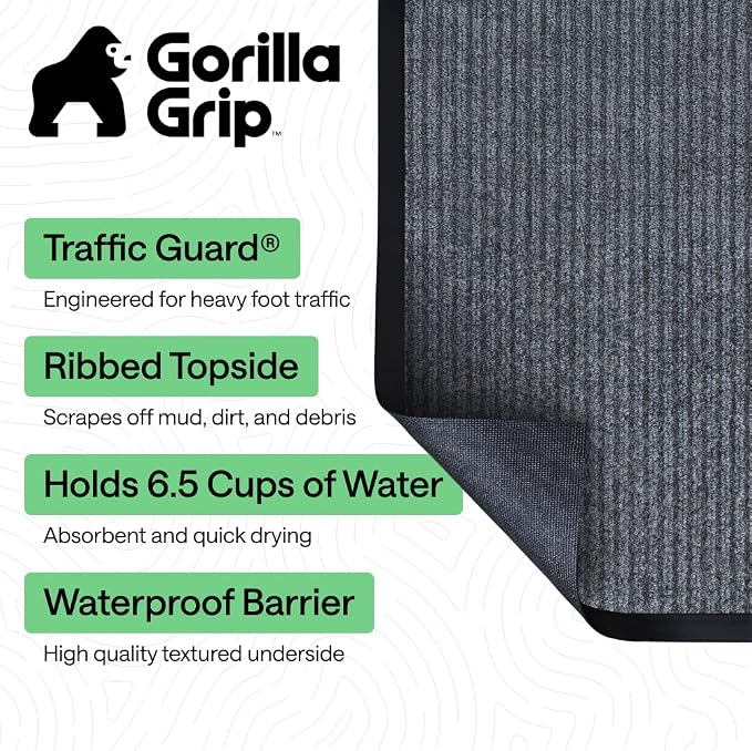 GORILLA GRIP Waterproof Traffic Guard Door Mat, Heavy Duty Entryway Mats