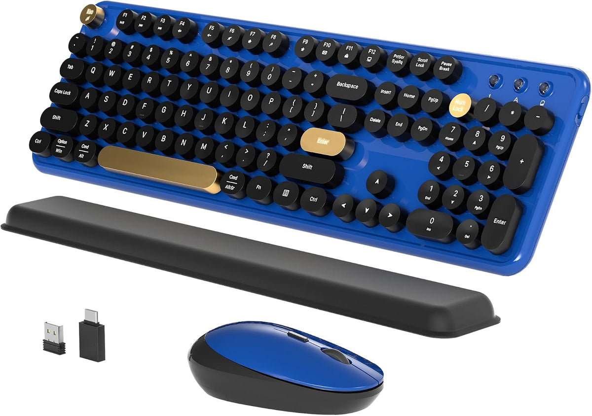 Wireless Computer Keyboard and Mouse Combos, Jewel Blue-Black