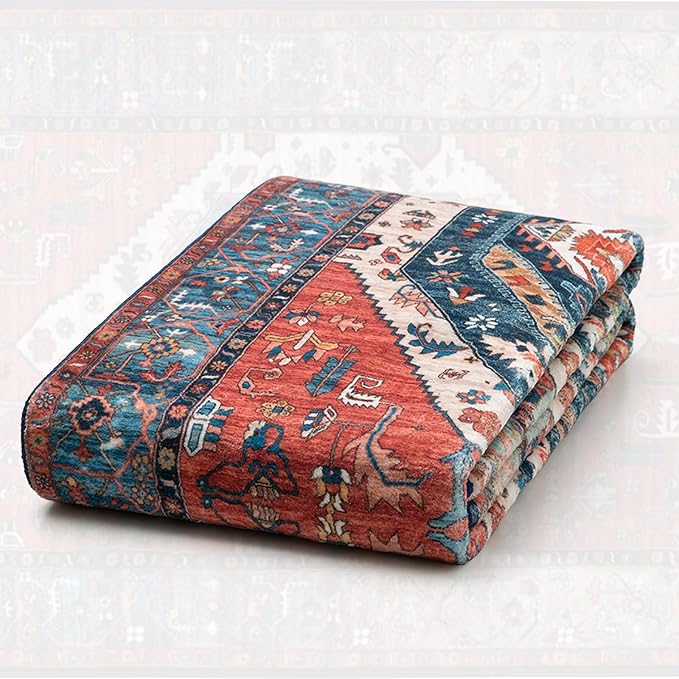 SERISSA Boho Rugs for Entryway, 2x3 Rust Entryway Rug Non-Slip Washable Small
