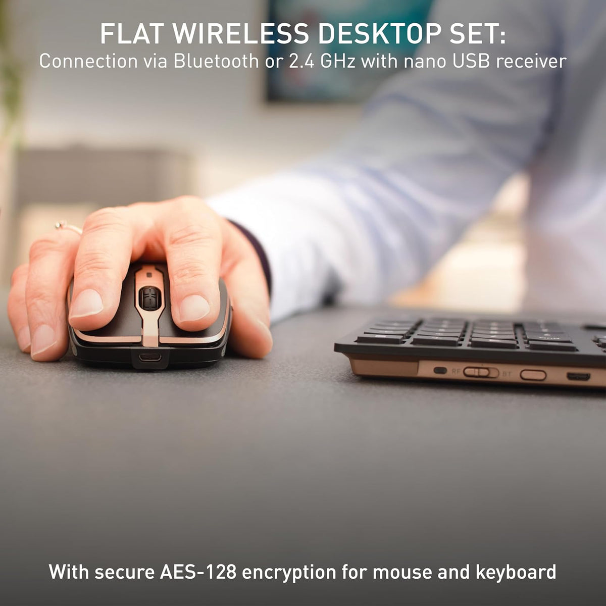 CHERRY DW 9100 Slim Wireless Keyboard and Mouse Office Combo, Rechargeable