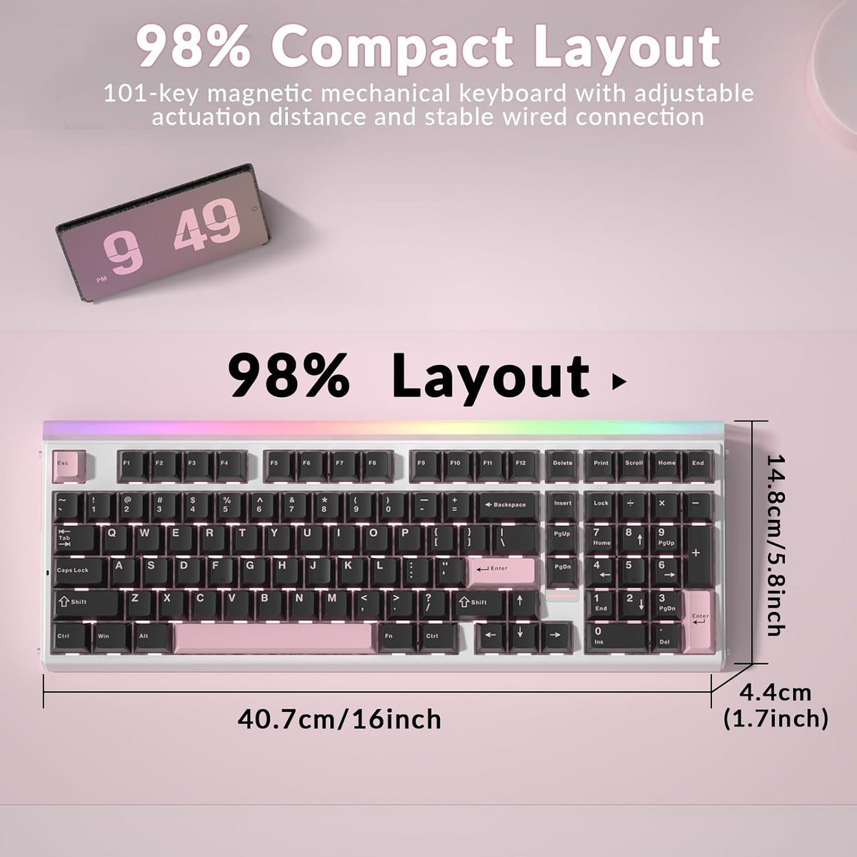 Aula Hero 99 Wired Gaming Keyboard, Hall Effect Switch with Rapid Trigger
