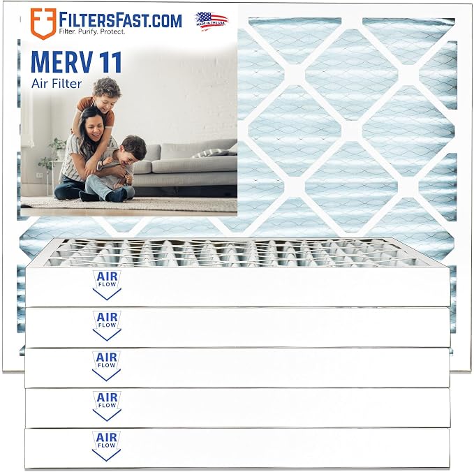 Filters Fast 16x25x2 Pleated Air Filter Merv 11, 2 inch AC Furnace Air Filters